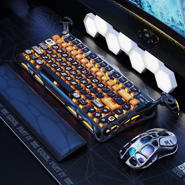 Alt view image 7 of 7 - GravaStar Mercury K1 Pro Wireless Mechanical Gaming Keyboard, 75% Layout RGB Custom Keyboard, Aluminum Alloy Matte Black Frame with Phoenix-Inspired Keycaps, Hot-Swappable Linear Switches CyberFlare