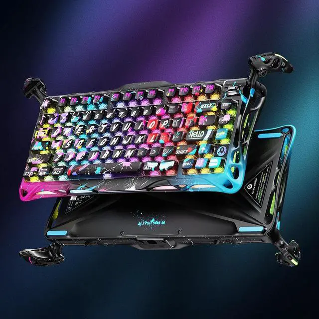 Alt view image 2 of 7 - GravaStar Mercury V75 Pro 75% Hall Effect Magnetic Switch Gaming Keyboard-Neon Graffiti