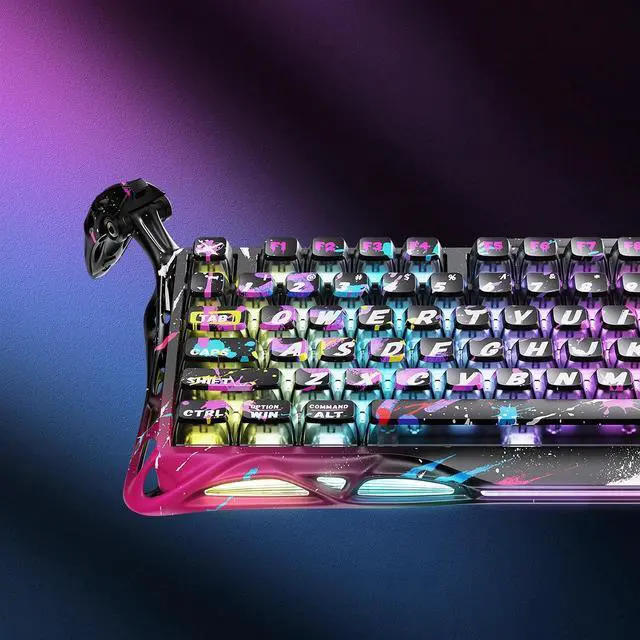 Alt view image 3 of 7 - GravaStar Mercury V75 Pro 75% Hall Effect Magnetic Switch Gaming Keyboard-Neon Graffiti