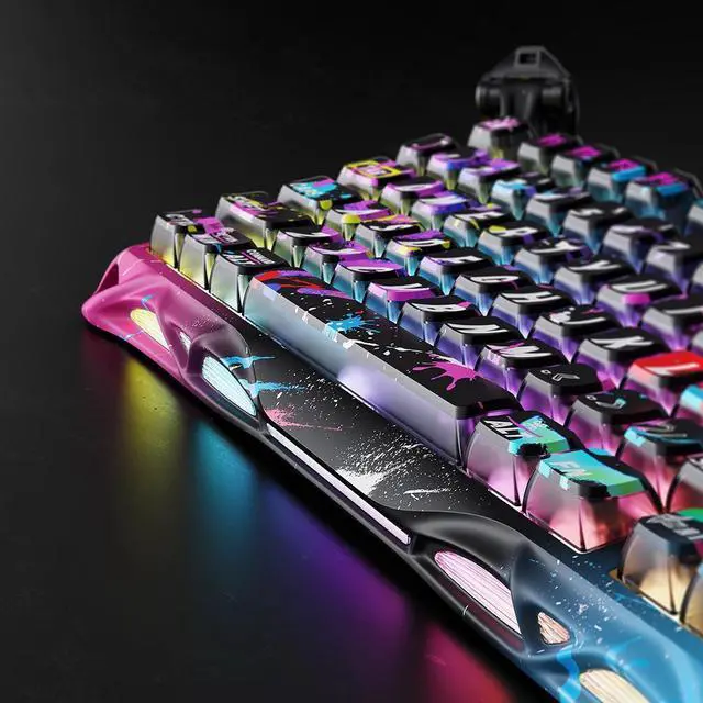Alt view image 5 of 7 - GravaStar Mercury V75 Pro 75% Hall Effect Magnetic Switch Gaming Keyboard-Neon Graffiti