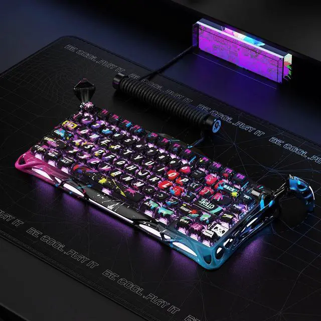 Alt view image 7 of 7 - GravaStar Mercury V75 Pro 75% Hall Effect Magnetic Switch Gaming Keyboard-Neon Graffiti