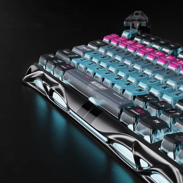 Alt view image 3 of 7 - GravaStar Mercury V75Pro HE Keyboard  75% Layout Gaming Keyboard, HallEffect Magnetic Switches, Only Wired, HotSwappable, 8000Hz Polling, DualZone RGB, SemiAluminum Frame with Cyberpunk
