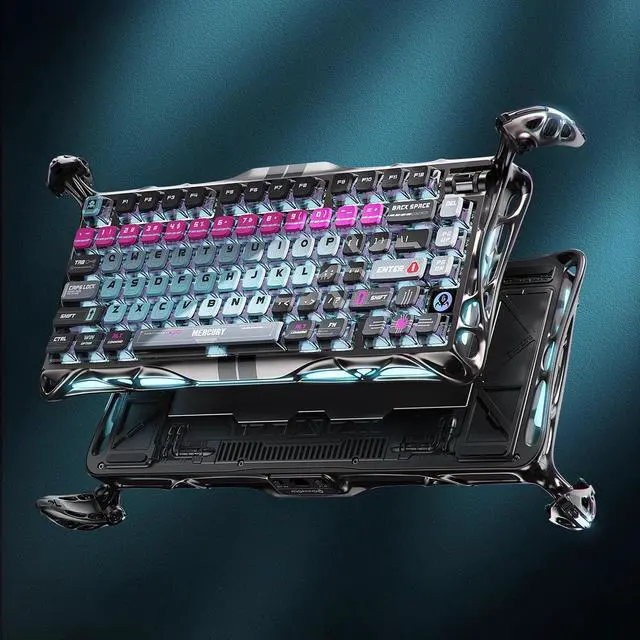 Alt view image 6 of 7 - GravaStar Mercury V75Pro HE Keyboard  75% Layout Gaming Keyboard, HallEffect Magnetic Switches, Only Wired, HotSwappable, 8000Hz Polling, DualZone RGB, SemiAluminum Frame with Cyberpunk
