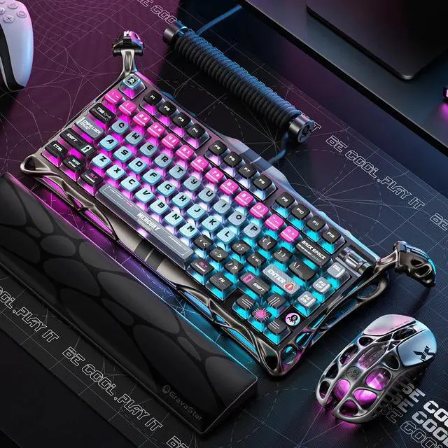 Alt view image 7 of 7 - GravaStar Mercury V75Pro HE Keyboard  75% Layout Gaming Keyboard, HallEffect Magnetic Switches, Only Wired, HotSwappable, 8000Hz Polling, DualZone RGB, SemiAluminum Frame with Cyberpunk