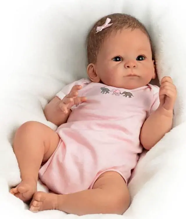 Alt view image 3 of 6 - The Ashton - Drake Galleries Little Peanut So Truly Real® Baby Girl Doll Fully Poseable Weighted with RealTouch® Vinyl Skin by Renowned Master Doll Artist Tasha Edenholm 17"- inches