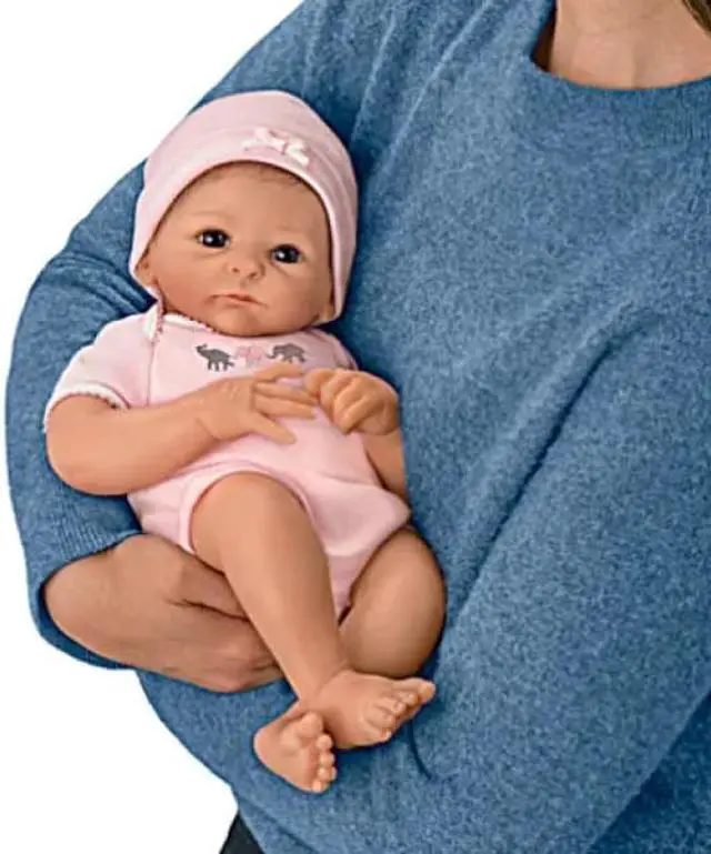 Alt view image 5 of 6 - The Ashton - Drake Galleries Little Peanut So Truly Real® Baby Girl Doll Fully Poseable Weighted with RealTouch® Vinyl Skin by Renowned Master Doll Artist Tasha Edenholm 17"- inches