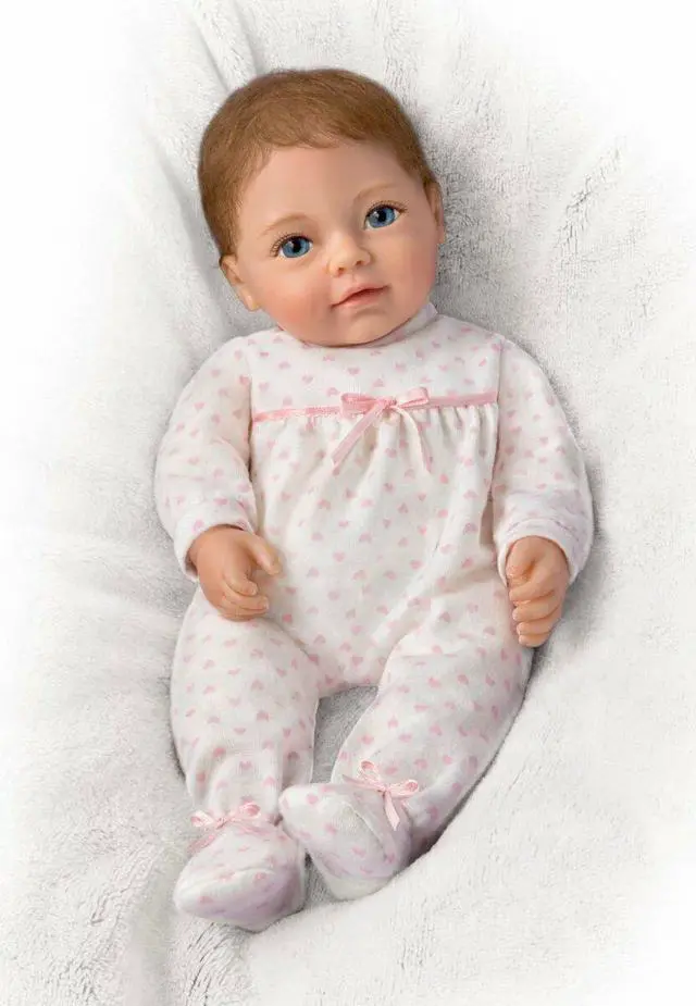 Alt view image 2 of 4 - The Ashton - Drake Galleries Little Ellie Tiny Miracles Baby RealTouch® Vinyl Skin With Hand-Rooted Hair Lifelike & Realistic Weighted Doll 10-inches