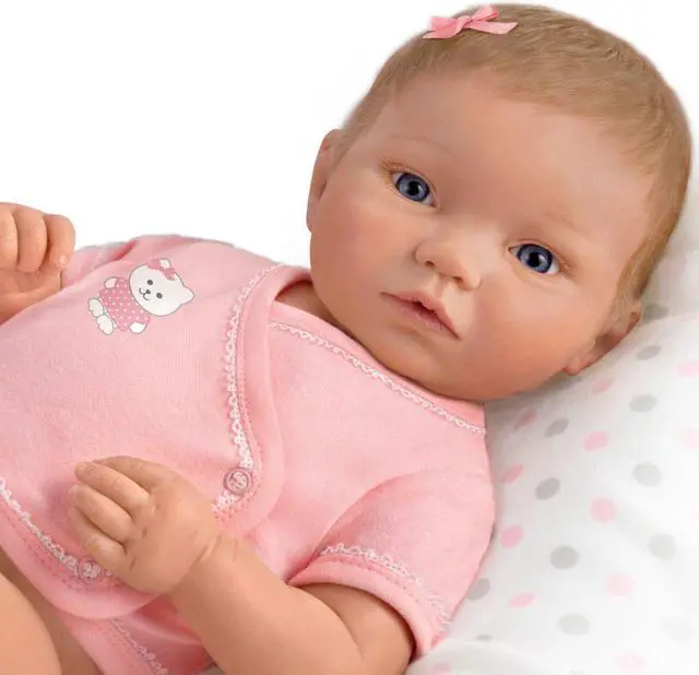 Alt view image 4 of 4 - The Ashton - Drake Galleries A Little One To Love Sweet Baby Girl Doll So Truly Real® Anatomically Correct RealTouch® Vinyl Skin with Blanket by Ping Lau 16"-inches