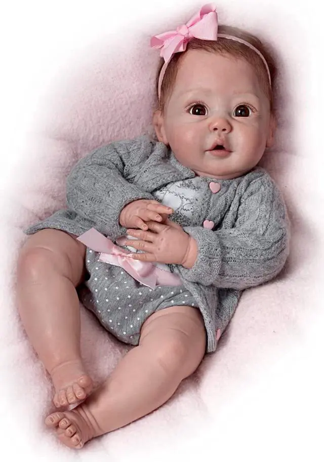 Main image of The Ashton - Drake Galleries Cuddly Coo! So Truly Real® Interactive Baby Girl Doll That "Coos" When Cuddled Weighted Fully Poseable Realistic RealTouch® Vinyl Soft Skin by Sherry Miller 18-inches
