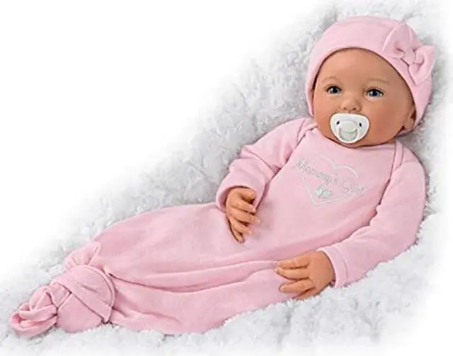 Main image of The Ashton - Drake Galleries Mommy's Girl So Truly Real® Lifelike RealTouch® Vinyl Skin Hand-rooted Hair with Magnetic Pacifier & Realistic Weighted Doll by Ping Lau 17-inches