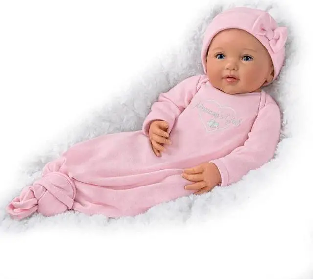 Alt view image 5 of 7 - The Ashton - Drake Galleries Mommy's Girl So Truly Real® Lifelike RealTouch® Vinyl Skin Hand-rooted Hair with Magnetic Pacifier & Realistic Weighted Doll by Ping Lau 17-inches