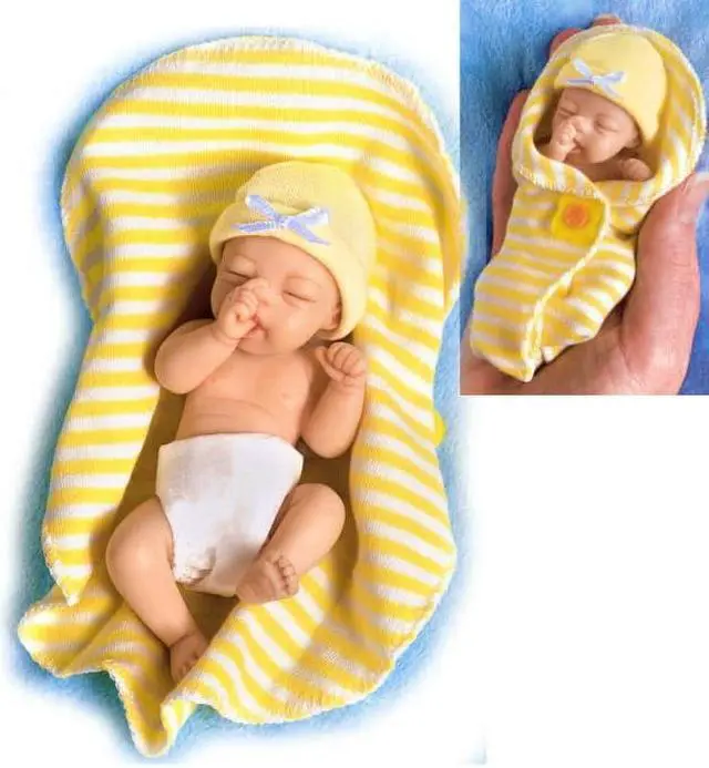 Main image of The Ashton - Drake Galleries Bundle Of Sunshine Hand-Painted Lifelike Pint-Sized Sweet-As-Can-Be Babies  Miniature Baby Doll by Sherry Rawn 4-inches