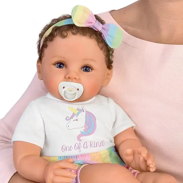 Alt view image 4 of 7 - The Ashton - Drake Galleries One Of A Kind Katherine So Truly Real® Lifelike RealTouch® Vinyl Skin Realistically Hand-painted with Magnetic Pacifier & Poseable Weighted Doll by Ping Lau 18-inches