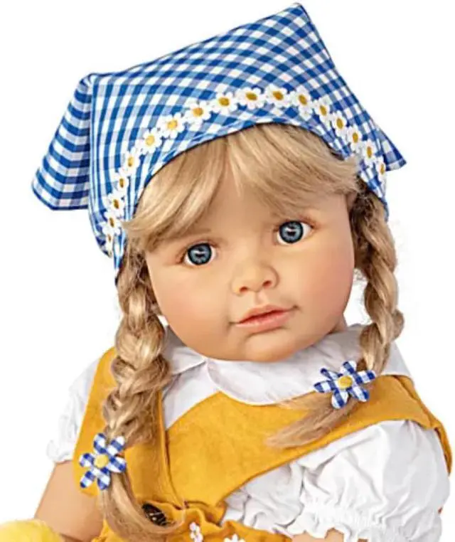 Alt view image 2 of 5 - The Ashton - Drake Galleries "Emma With Chicks" Child Doll And Plush Chicks Set So Truly Real® Poseable & Handcrafted of RealTouch® Vinyl Child Doll by Monika Gerdes 24-inches