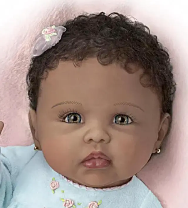 Alt view image 2 of 5 - The Ashton - Drake Galleries So Truly Real Tiffany New Born African American Black Lifelike Baby Doll by Linda Murray 21"-inches