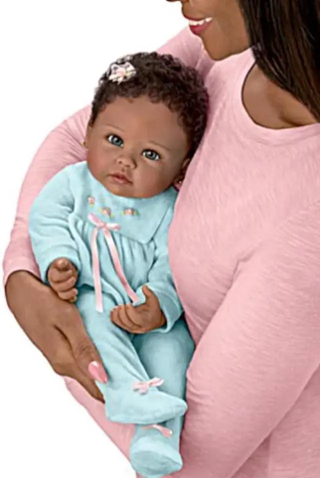Alt view image 5 of 5 - The Ashton - Drake Galleries So Truly Real Tiffany New Born African American Black Lifelike Baby Doll by Linda Murray 21"-inches