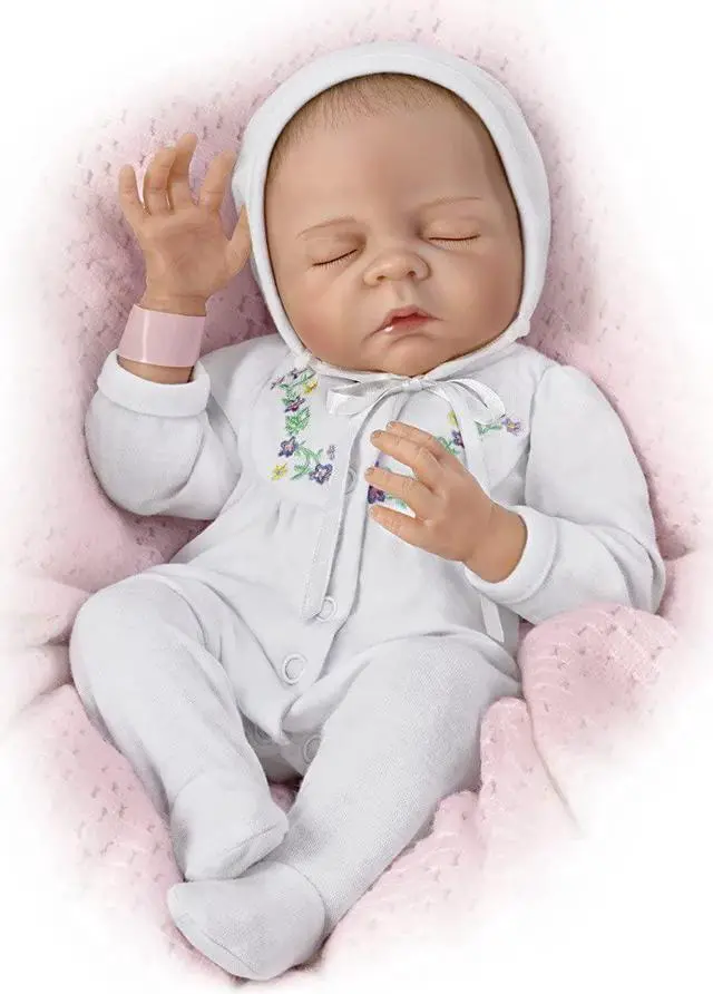 Alt view image 4 of 6 - The Ashton - Drake Galleries Baby Girl Doll So Truly Real Collection: Cherish by Renowned Master Doll Artist Denise Farmer 18-inches