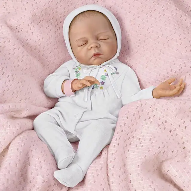 Alt view image 3 of 6 - The Ashton - Drake Galleries Baby Girl Doll So Truly Real Collection: Cherish by Renowned Master Doll Artist Denise Farmer 18-inches