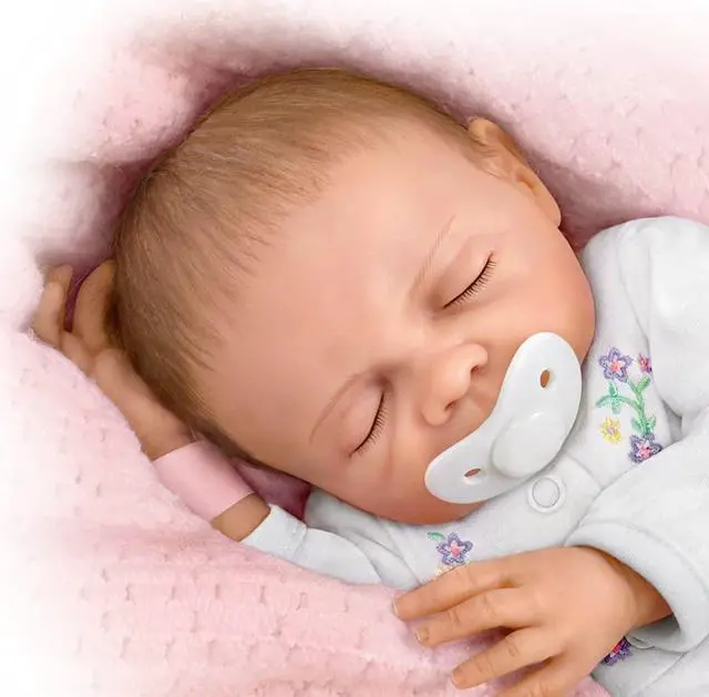 Alt view image 2 of 6 - The Ashton - Drake Galleries Baby Girl Doll So Truly Real Collection: Cherish by Renowned Master Doll Artist Denise Farmer 18-inches