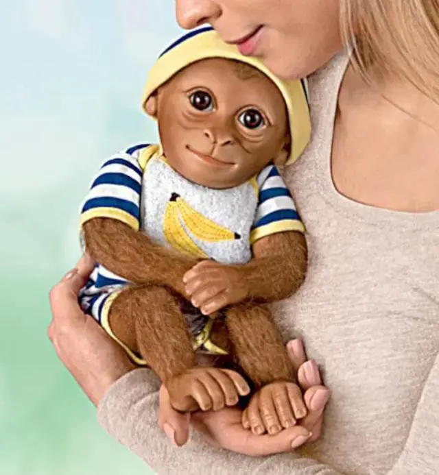 Alt view image 4 of 5 - The Ashton - Drake Galleries So Truly Real Kirby Monkey Baby Doll with Hand-Applied Mohair