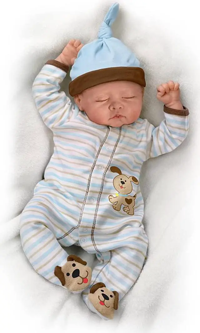Alt view image 2 of 6 - The Ashton-Drake Galleries Sweet Dreams Danny So Truly Real® Lifelike & Realistic Weighted Newborn Baby Boy Doll by Linda Murray 19-inches