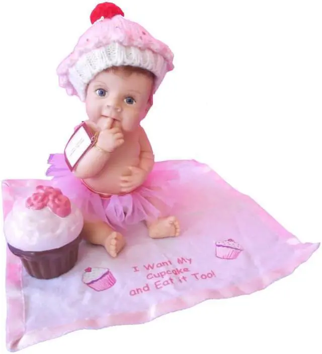Alt view image 2 of 3 - The Ashton-Drake Galleries Hats Off to You Baby Collection Issue #15: 'I Want Cupcake/Eat It To' Baby Resin Doll by Sherry Rawn 5.5-Inches