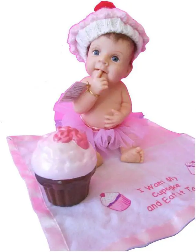 Alt view image 3 of 3 - The Ashton-Drake Galleries Hats Off to You Baby Collection Issue #15: 'I Want Cupcake/Eat It To' Baby Resin Doll by Sherry Rawn 5.5-Inches