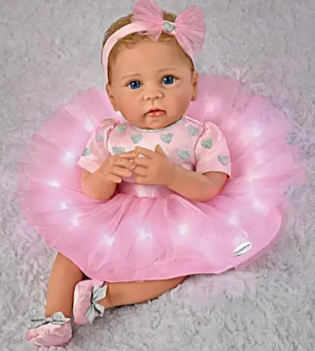 Alt view image 6 of 7 - The Ashton - Drake Galleries Light of My Life Baby Doll with Light Up Skirt