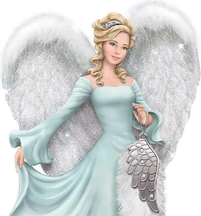 Alt view image 2 of 2 - The Hamilton Collection Dona Gelsinger A Feather from an Angel Hand-Painted Figurine Adorned with Swarovski Crystals