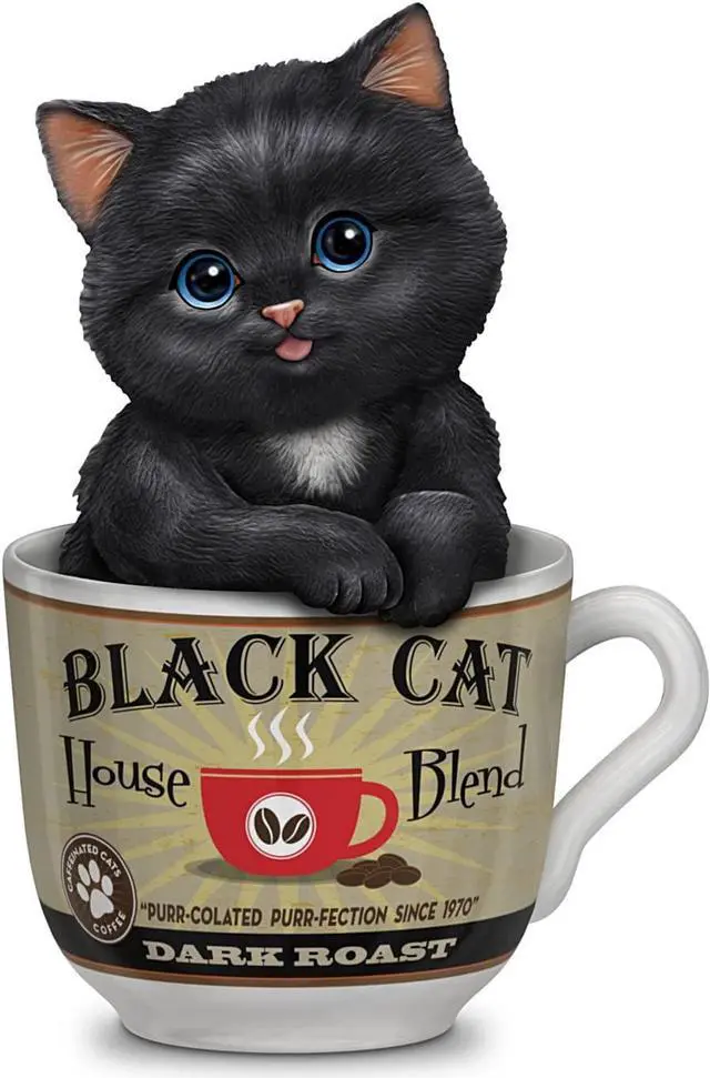 Main image of The Hamilton Collection Kayomi Harai Dark Roast Coffee Mug Cat Figurine from Theby