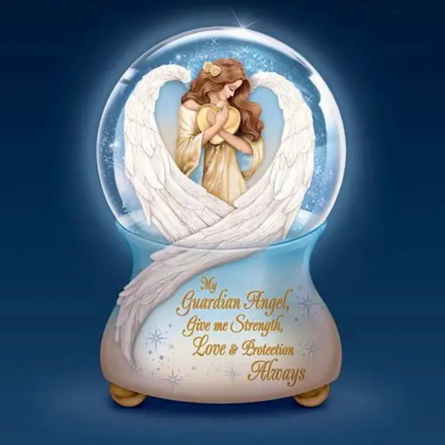 Alt view image 2 of 5 - The Bradford Exchange An Angel's Embrace Illuminated Musical Glitter Globe Figurine 6-inches