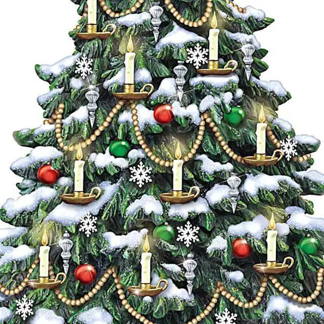 Alt view image 3 of 4 - The Bradford Exchange Thomas Kinkade Candlelit Tabletop Tree with Lights and Music and Rotating Train