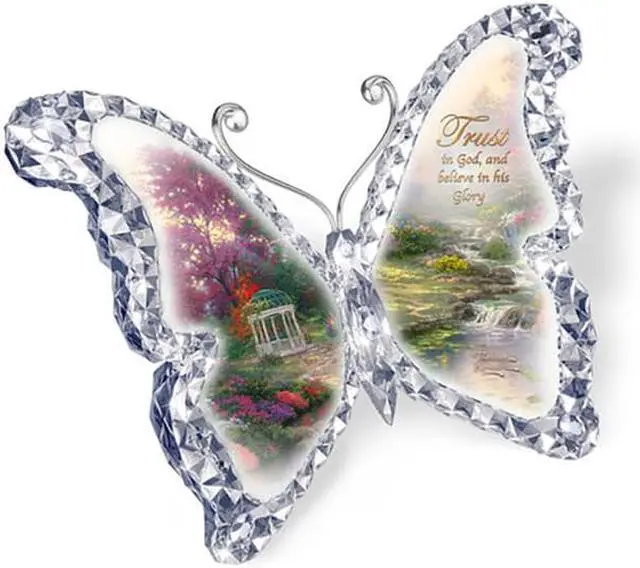 Main image of The Bradford Exchange Garden of Paradise Crystalline Butterfly Sculpture - TRUST by Thomas Kinkade 6-inches