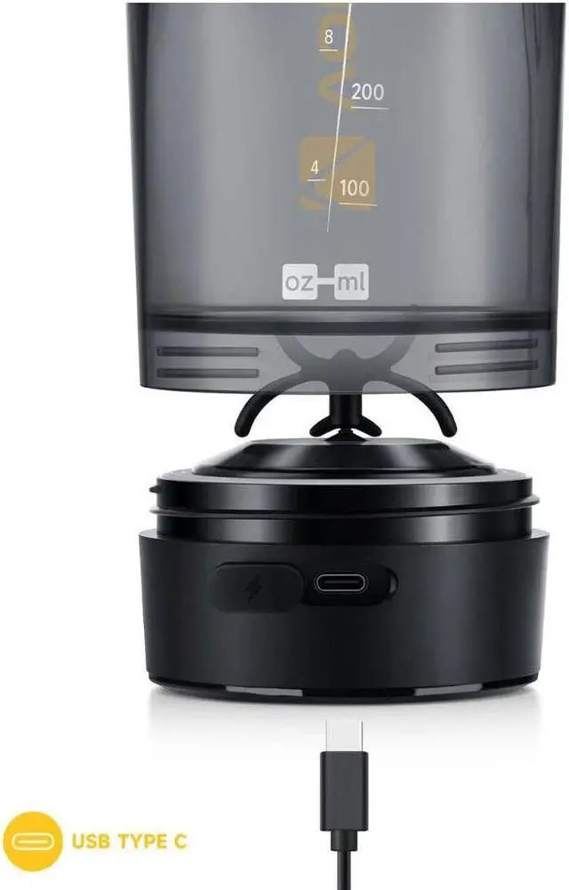 Alt view image 5 of 7 - VOLTRX Gallium Electric Protein Blender Shaker Bottle USB Rechargeable Mixer Cup for Shakes BPA Free Tritan 24oz Yellow