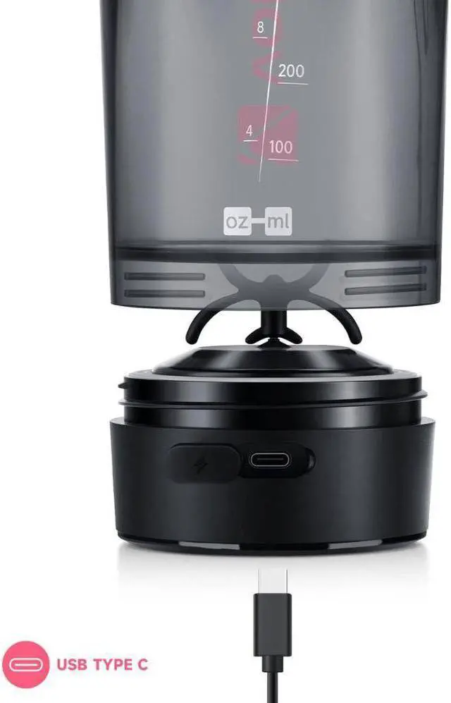 Alt view image 5 of 7 - VOLTRX Gallium Electric Protein Blender Shaker Bottle USB Rechargeable Mixer Cup for Shakes BPA Free Tritan 24oz Pink