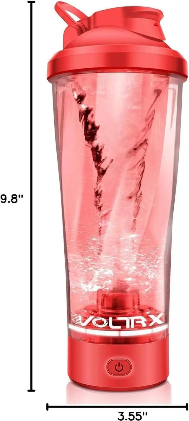 Alt view image 7 of 7 - VOLTRX Electric Shaker Bottle - Vortex Boost Portable USB C Rechargeable Protein Blender Shake Mixer BPA Free Waterproof 24 oz Red