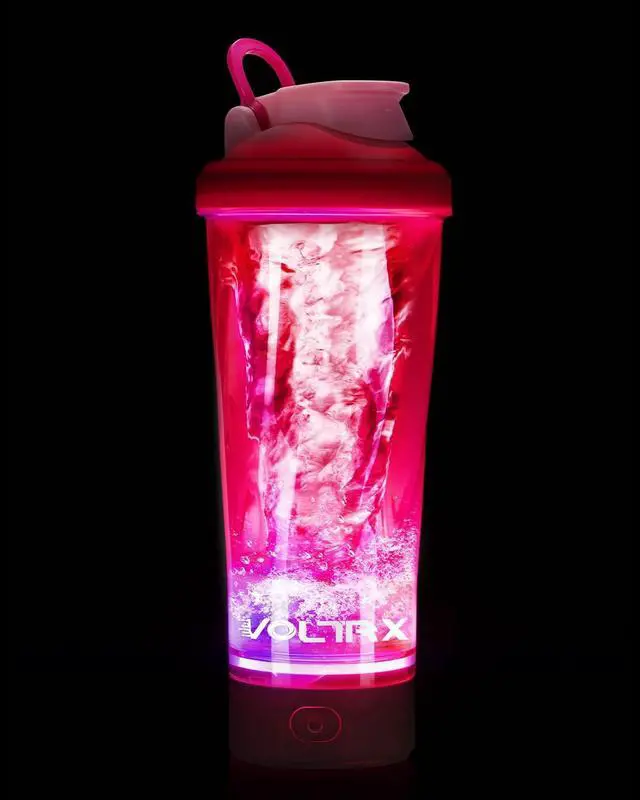 Alt view image 2 of 6 - VOLTRX Electric Shaker Bottle - Vortex Boost Portable USB C Rechargeable Protein Blender Shake Mixer BPA Free Waterproof 24 oz Sakura Pink