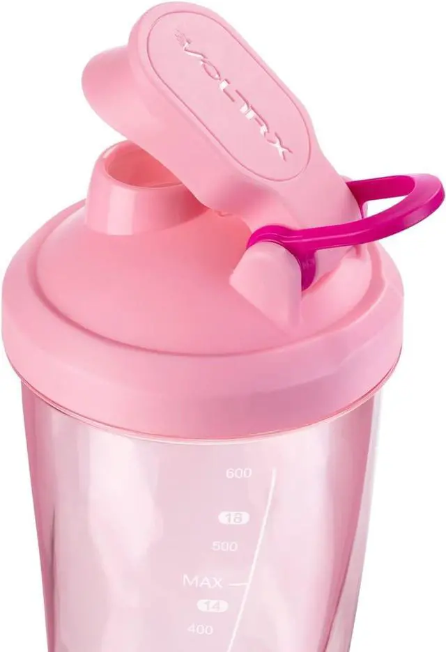 Alt view image 3 of 6 - VOLTRX Electric Shaker Bottle - Vortex Boost Portable USB C Rechargeable Protein Blender Shake Mixer BPA Free Waterproof 24 oz Sakura Pink