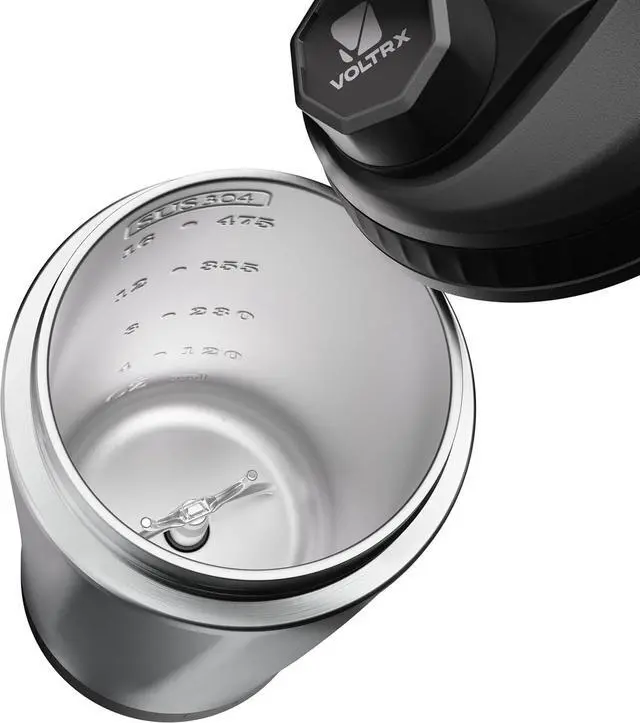 Alt view image 4 of 6 - VOLTRX ChillMix Shaker Bottle Insulated Stainless Steel - USB C Rechargeable Electric Protein Shake Mixer, Shaker Cups for Protein Shakes and Meal Replacement, Chrome Steel, 16 oz