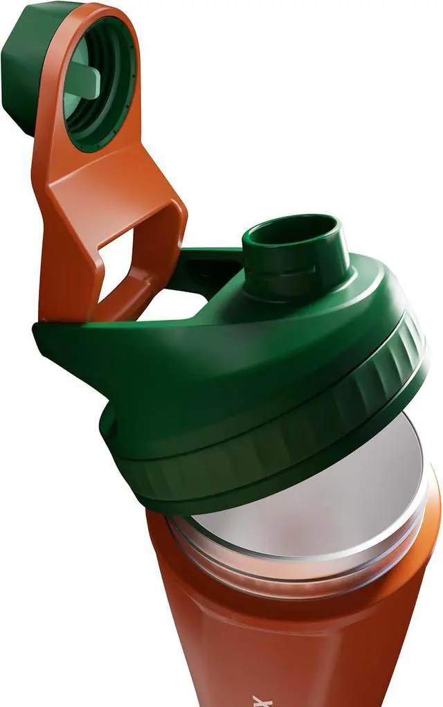 Alt view image 3 of 6 - VOLTRX ChillMix Shaker Bottle Insulated Stainless Steel - USB C Rechargeable Electric Protein Shake Mixer, Shaker Cups for Protein Shakes and Meal Replacement, 16 oz - Neon Carrot