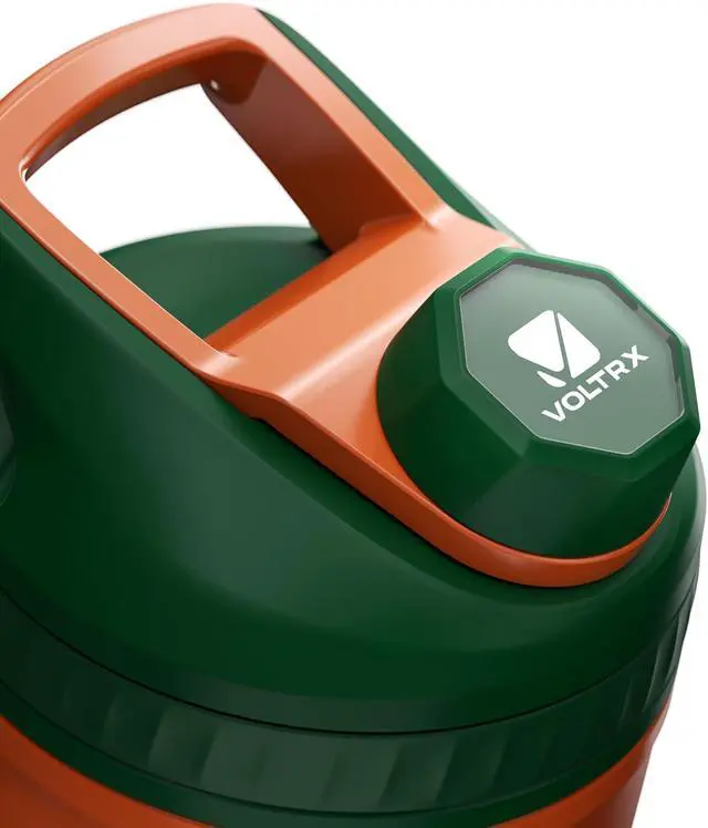 Alt view image 2 of 6 - VOLTRX ChillMix Shaker Bottle Insulated Stainless Steel - USB C Rechargeable Electric Protein Shake Mixer, Shaker Cups for Protein Shakes and Meal Replacement, 16 oz - Neon Carrot