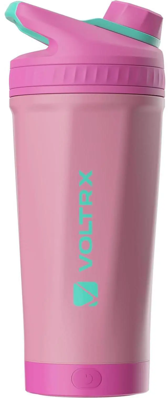 Main image of VOLTRX ChillMix Shaker Bottle Insulated Stainless Steel - USB C Rechargeable Electric Protein Shake Mixer, Shaker Cups for Protein Shakes and Meal Replacement, 16 oz Radiant Rose