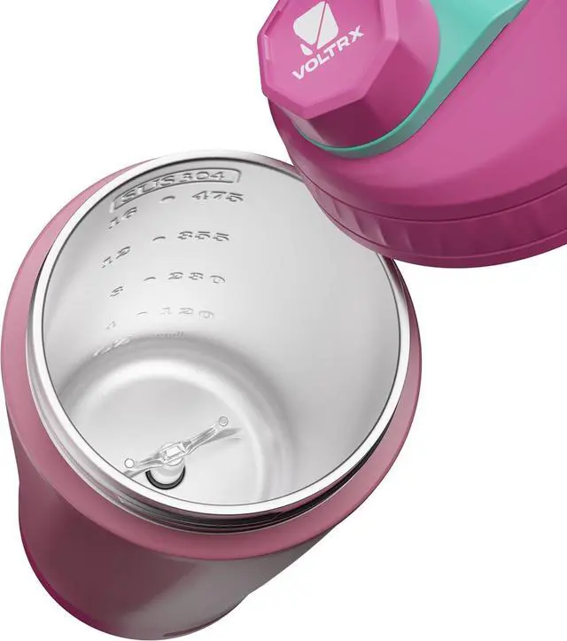 Alt view image 4 of 6 - VOLTRX ChillMix Shaker Bottle Insulated Stainless Steel - USB C Rechargeable Electric Protein Shake Mixer, Shaker Cups for Protein Shakes and Meal Replacement, 16 oz Radiant Rose
