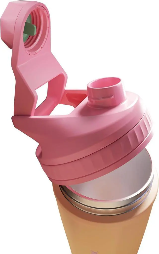 Alt view image 3 of 6 - VOLTRX ChillMix Shaker Bottle Insulated Stainless Steel - USB C Rechargeable Electric Protein Shake Mixer, Shaker Cups for Protein Shakes and Meal Replacement, Chrome Steel, 16 oz Sunset Rose