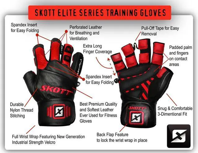 Alt view image 5 of 5 - Skott Tarantula Weightlifting Gloves Genuine Leather Gym Gloves with Full Wrist Wrap Support, Breathable Grip for Training, Fitness & Bodybuilding (Small, Unisex)