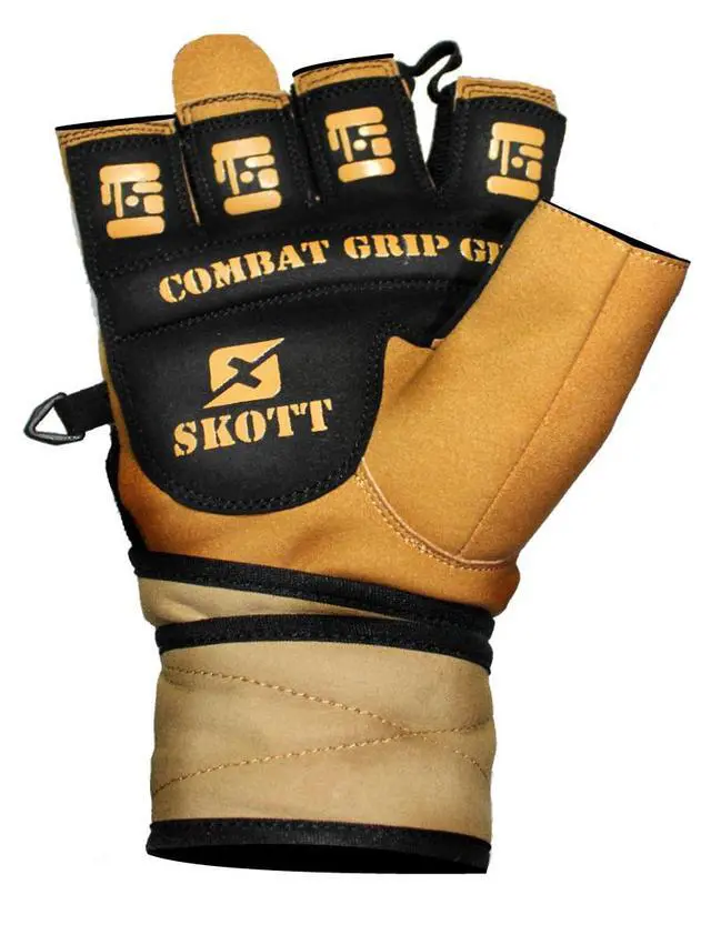 Alt view image 3 of 7 - Skott Desert Warrior Weightlifting Gloves Military-Inspired with Wrist Wrap Support Anti-Slip Gel Grip Flexible Finger Protection Body Building Fitness and Exercise Accessories (Small, Unisex)