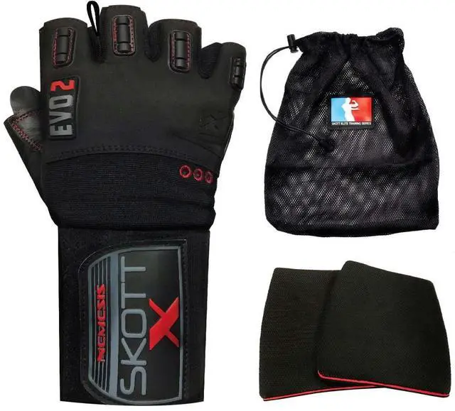 Main image of Skott Nemesis X Weightlifting Gloves Gym Gloves with Extended Wrist Wrap Support, Durable Grip and Breathable Design for Training, Fitness & Bodybuilding (XX-Large, Unisex)