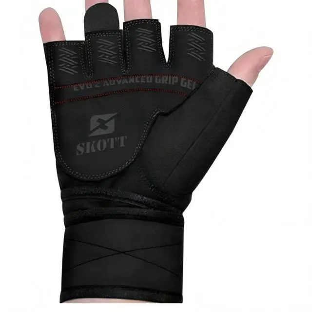 Alt view image 2 of 7 - Skott Nemesis Stealth Evo2 Weightlifting Gloves with Integrated Wrist Wrap Support-Double Stitching for Extra Durability-Get Ripped Fitness and Exercise Accessories (Small, Unisex)