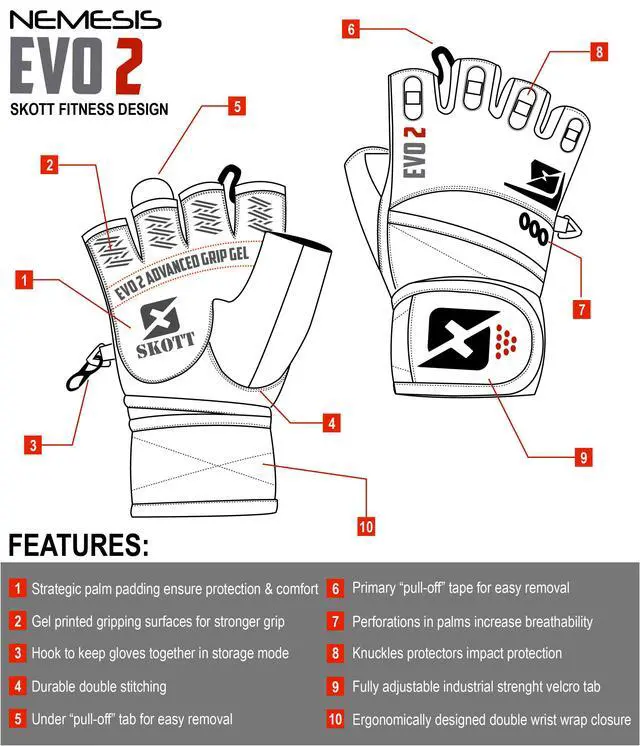 Alt view image 6 of 7 - Skott Nemesis Stealth Evo2 Weightlifting Gloves with Integrated Wrist Wrap Support-Double Stitching for Extra Durability-Get Ripped Fitness and Exercise Accessories (Extra Large, Unisex)
