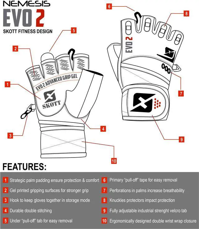 Alt view image 6 of 7 - Skott Nemesis Stealth Evo2 Weightlifting Gloves with Integrated Wrist Wrap Support-Double Stitching for Extra Durability-Get Ripped Fitness and Exercise Accessories (XX-Large, Unisex)